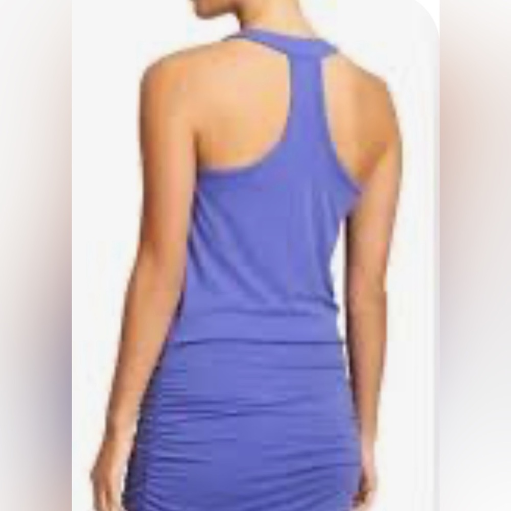 Athleta Baja Blue Racerback Ruched Sides Halter Dress - Picture 3 of 11